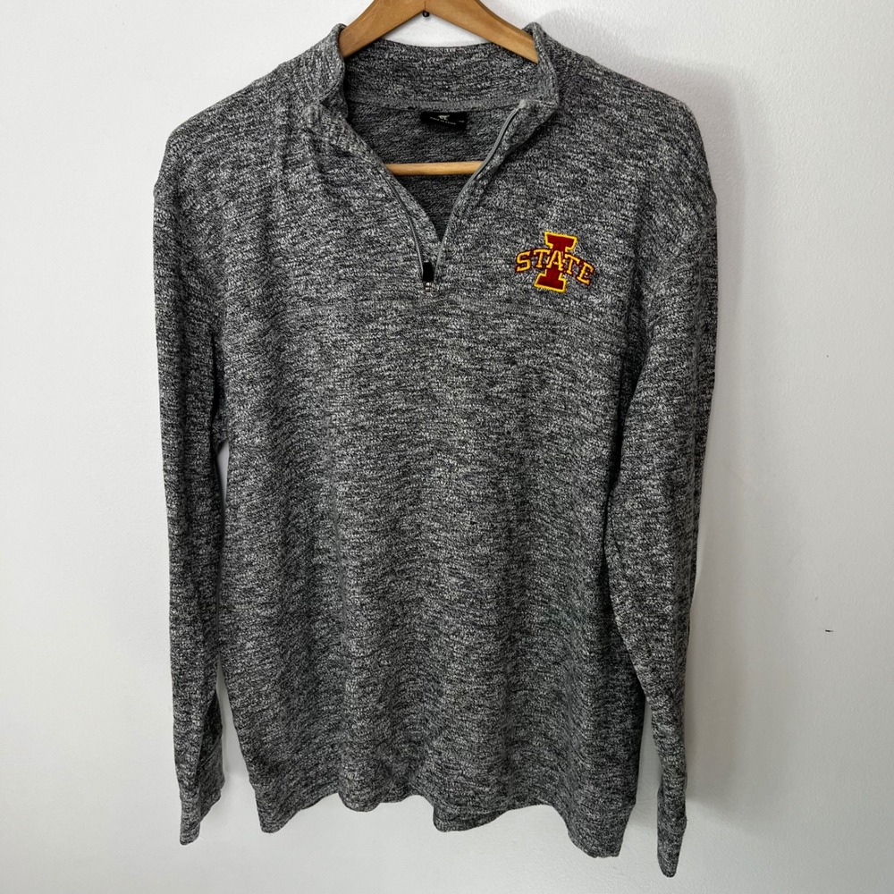 Colosseum‎ Iowa State Cyclones Mens XL Quarter Zip Pullover Marled Grey Sweater